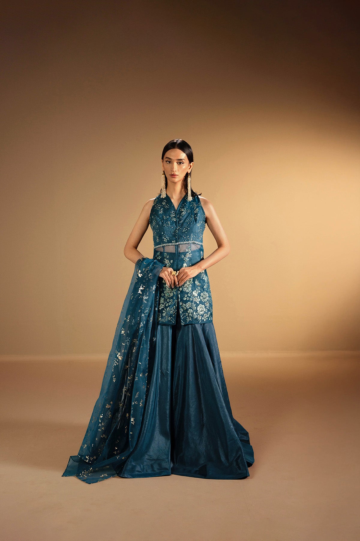 Midnight Green Formal Jacket Sharara Zuria Dor