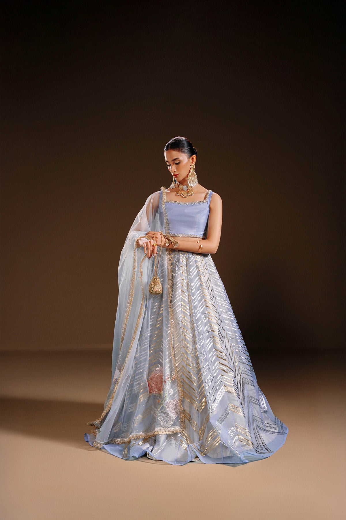 Periwinkle Foil Formal Lehenga Choli Zuria Dor - Main Image