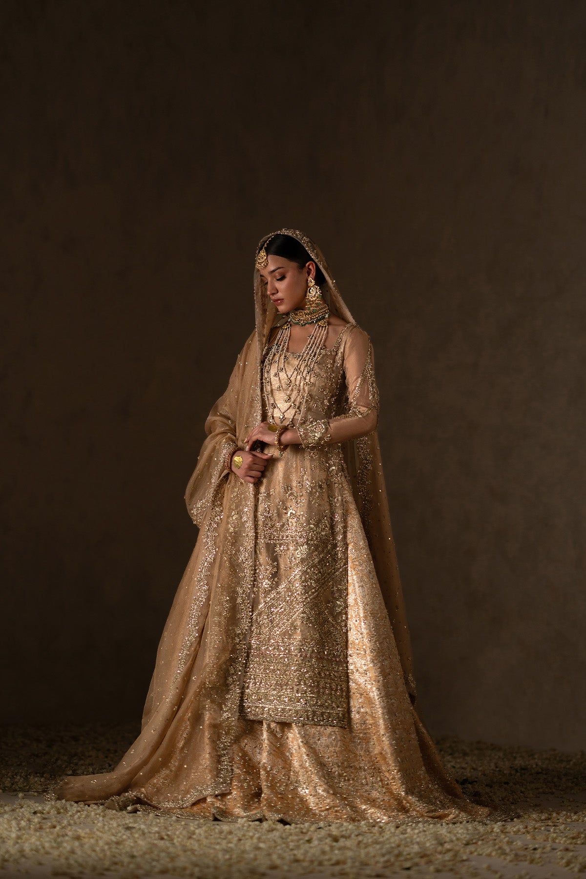 Golden bridal dress best sale