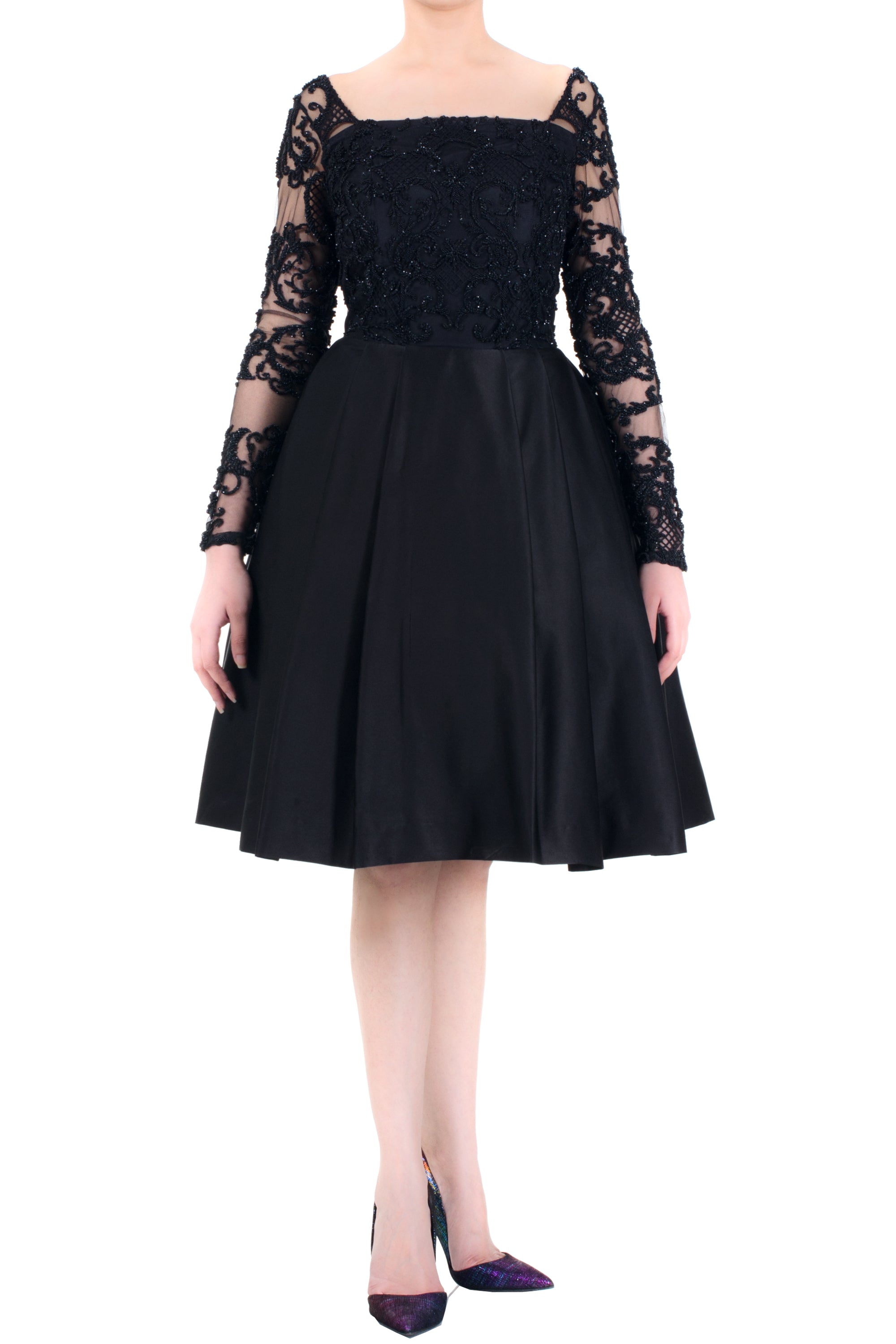 BLACK SEQUINS SHORT BALL DRESS
