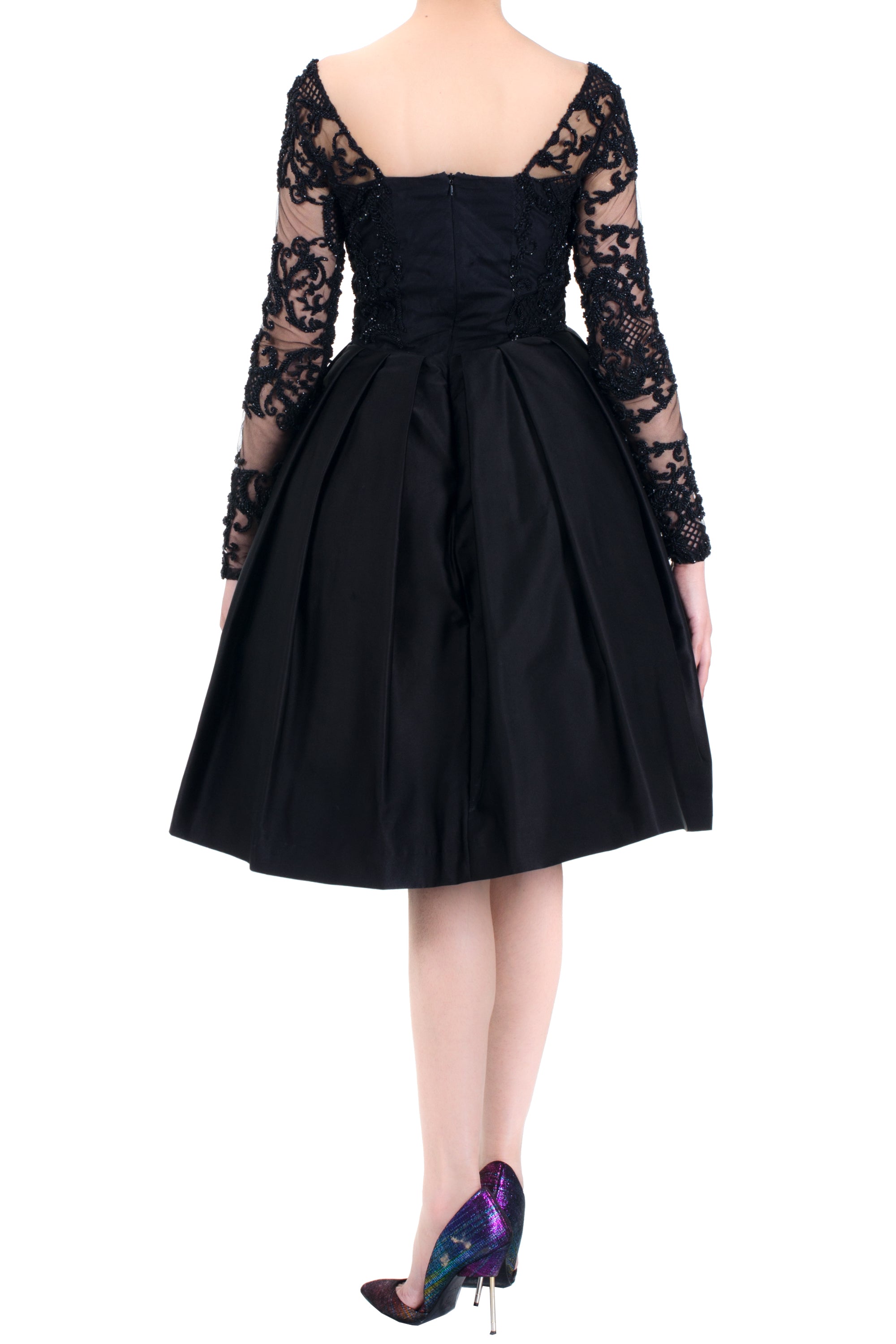 BLACK SEQUINS SHORT BALL DRESS