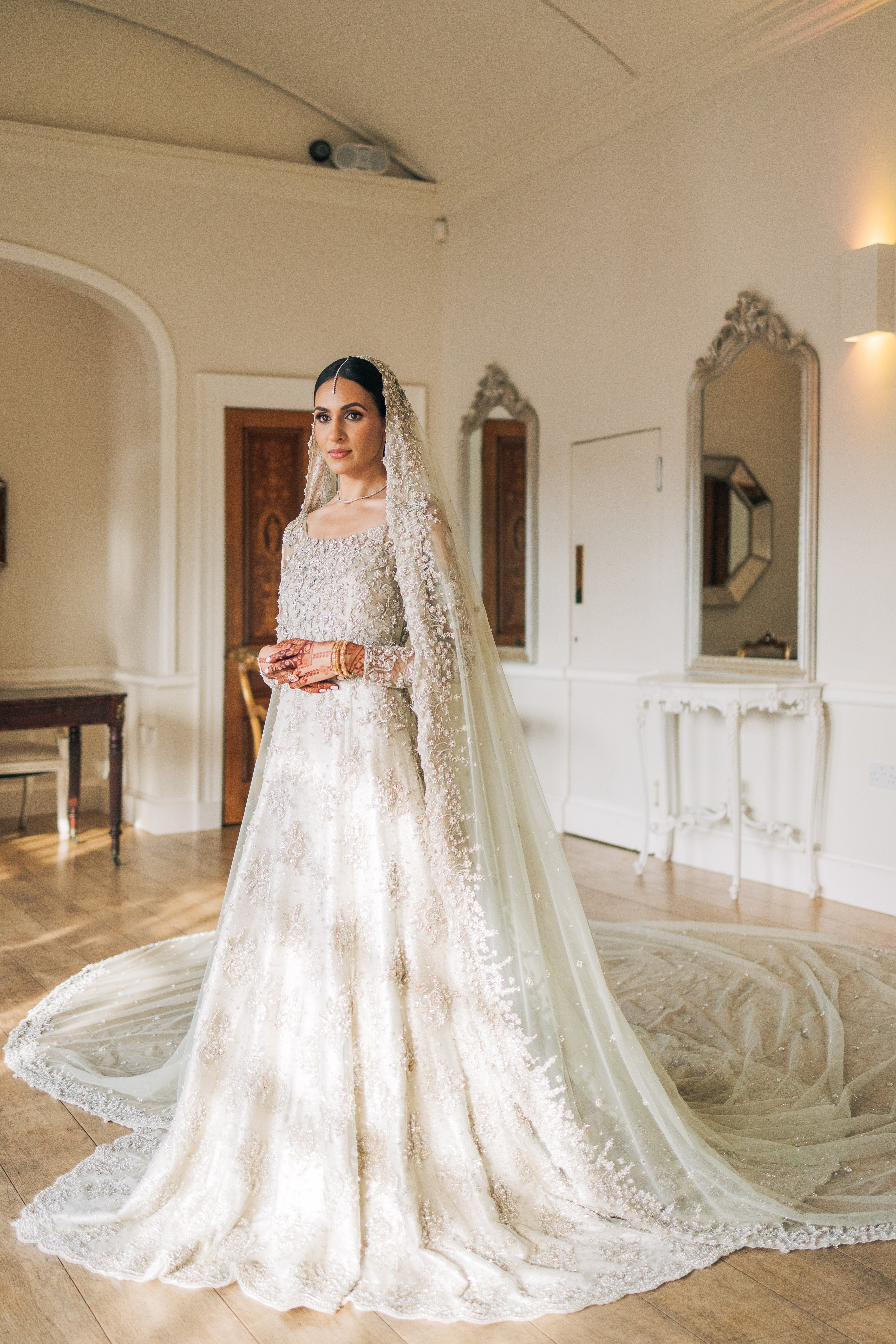 Signature Christian bridal Mermaid gown with white Lace over Champagne –  Kavani Bridal Wear