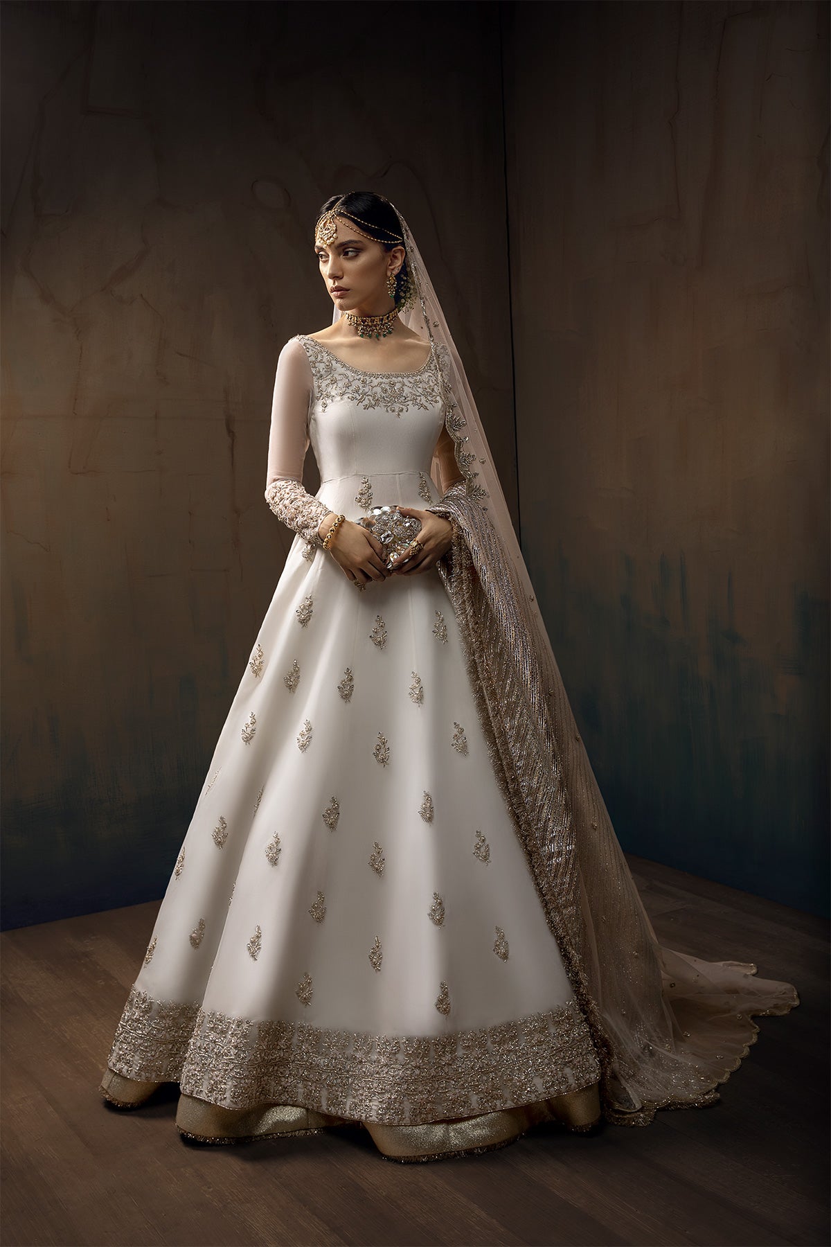 White Bridal Lehenga Choli With Sequins Embroidery 2348LG03