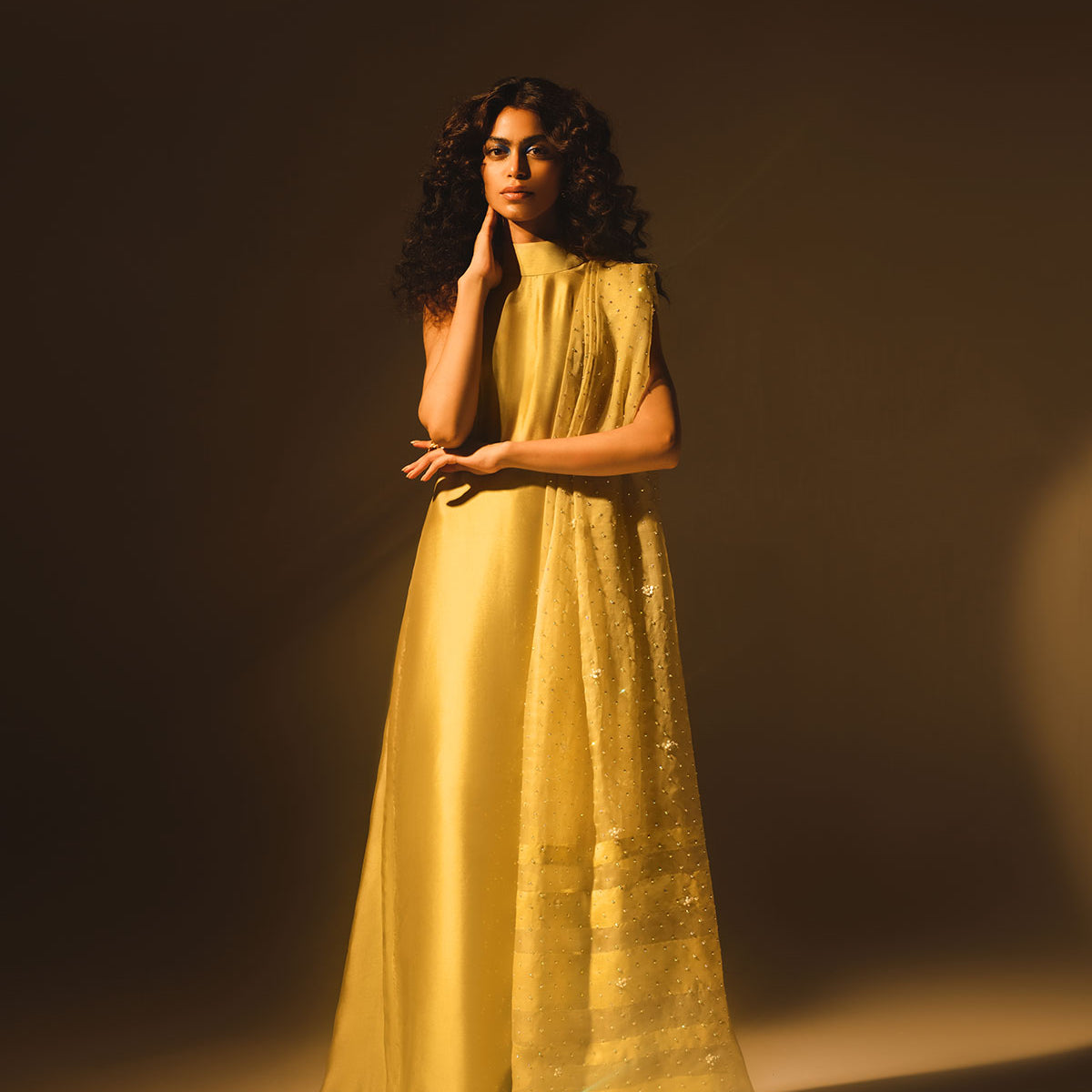 Mustard formal dress- Zuria Dor